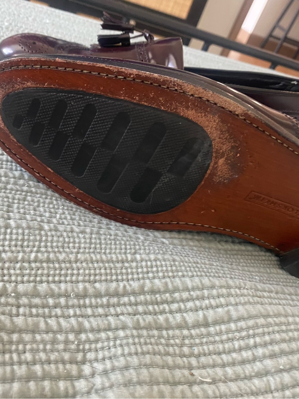 Florsheim Men's Burgundy Tassel Kiltie Wingtip Loafers - Picture 3 of 4